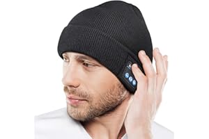 HANPURE Bluetooth Beanie Cappello, Regalo per Uomo e Donna, Aggiornato Bluetooth 5.0 Musica Running Hat, Wireless Cuffie Incassato Altoparlanti Stereo HD con USB Ricaricabile per Sport Allaperto Natale Regalo