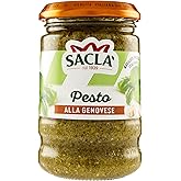 Saclà, Pesto alla Genovese, Condimento per Pasta e per Arricchire i Tuoi Piatti, con Basilico Fresco Italiano, Vaso Vetro, 19