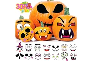 RMMD Halloween Pumpkin Stickers, Halloween Crafts for Kids 30 PCS Classic Make Your Own Halloween Pumpkin Face Stickers for Toddler Kids Arts Crafts
