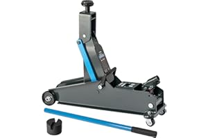 STIX Gato hidráulico OLN-06 – Gato hidráulico 3 T – Altura de elevación 200 – 570 mm, ruedas 360° – 2 almohadillas de goma – para SUV, furgonetas, todoterrenos