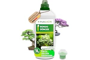 Purgrün® Bonsai-Dünger 1 Liter – Spurennährstoffe für gleichmäßiges Wachstum – Fördert die Blütenbildung blühender Bonsais – Extra Kalium stärkt die Widerstandskraft – Für 200 Liter Gießwasser