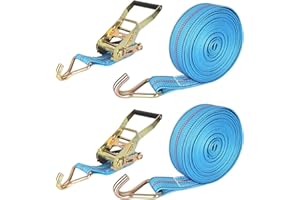 LOLYSIC 2 Stück 50mm x 10m Spanngurte mit Ratsche und Haken, Ratschengurte Spanngurt 10M, Schwerlast Spanngurte mit Ratsche, Spanngurt 3000kg, Spanngurt mit Haken für Fracht, LKWs (Blau)