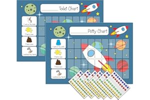 KIDS2LEARN Potty Training Reward Chart for Boys Girls Toddlers - Space Themed - Potty & Toilet Twin Pack with 270 Star Reward Stickers
