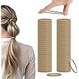 H&S Hair Bands for Women - 100pcs x 4mm - Non-Metal Bobbles for Thick and All Hair Types - Elastic & Seamless Ponytail Holders - No Damage Ties also for Men - Beige