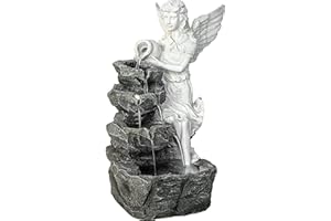 STILISTA Fontana da giardino a forma di angelo, 49 x 35 x 32 cm, con illuminazione a LED, pompa inclusa