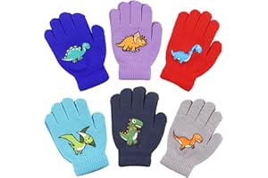 OPEIXSAYKOC 6pcs Guantes de Invierno para Niños, Guantes de Punto Niño, Guantes de Punto Cálido, Guantes Mágicos Cálidos para Niños De Invierno, Invierno Guantes, Unisex Guantes 5-12 Años de Edad
