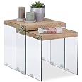 Relaxdays Satztisch 2er Set Holzoptik & Metall (2er Set), Dunkelbraun