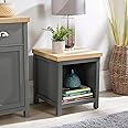 Home Source Occasional End Lamp Table, 1 Shelf, Oak Effect, Dark Grey