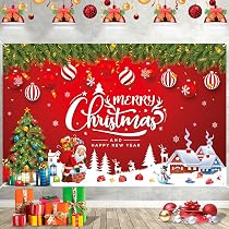 Großes Weihnachtsbanner - 183x111 Cm, Rot, Für Innenraum-Deko, Party & Fotohintergrund