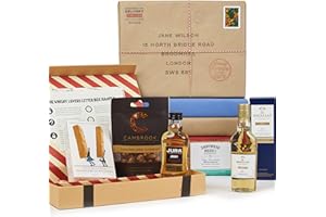 Whisky Lovers Letter Box Hamper - Ideal Letterbox gift for Whisky lovers with Jura and Macallan Single Malt Whisky - Beautifully hand wrapped
