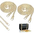 HEXXEE Amzboen 2 Pcs Gold Purse Chain Strap, 23.6Inch Purse Chain Strap Purse Strap Extender DIY Flat Chain Purse Strap Handbag Replacement Strap with Metal Buckles