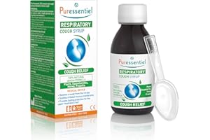 Puressentiel Respiratory Cough Syrup 125ml - Cough Relief For All Coughs + Cold & Flu - Chesty Cough, Mucus Cough - 100% Natural Origin Medical Device - Essential Oils & Honey - For Children Aged 12+
