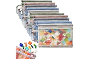 LAIFU Colored Mesh Zipper Pouch Bags - 10PCS A4 Double-Layer Nylon Puzzle Building Block Sets Toy Storage & Organization For Lego, Breathable Through Zipper Pouch with Handle Pocket for School Office Games