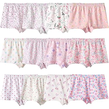 Allmeingeld Enfants Fille Lot De 5 Paires Slip 100% Coton Imprimé Sorcière Rose Sous-vêtement Taille 2-9ans, Couleurs Aléatoires, Lot De 6, 5-7 Ans