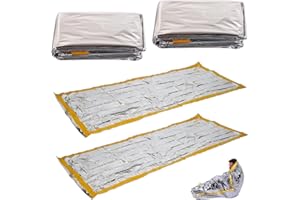 ZALHIN 4 Pezzi Sacco A Pelo Isolante Termico - Coperta Termica Emergenza Impermeabile e Antivento, Accessori per Kit Sopravvivenza, Kit Primo Soccorso, Kit Pronto Soccorso Auto