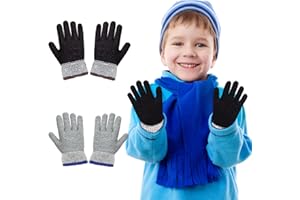 Becellen 2 Paia Maglia Guanti Bambini, Guanti Dita Intere Invernali Guanti Magici Caldi per Ragazze Ragazzi