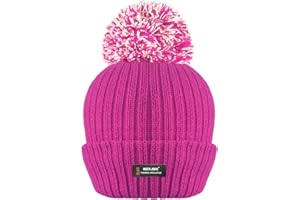RockJock Ladies Womens Winter Pom Pom Ribbed Beanie Hat with R40 Advanced Thermal Insulation