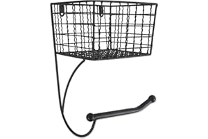 DII Metal Storage Arredamento Bagno Rustico casale, Metallo, Nero, Toilet Paper Holder