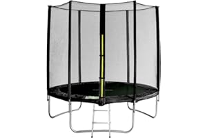 SixBros. SixJump Trampoline de Jardin 1,85m – Trampoline de Jardin Enfants, Trampoline - Extérieur, Set-Complet Échelle, Filet de sécurité & Tour de Protection, Noir, TS185/1926