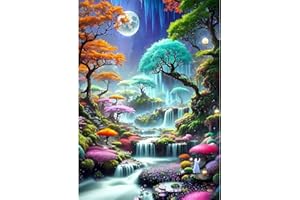 MEIYUDA 5D Diamond Painting Kit Completo Foresta Fantastica, Paesaggio Diamantini Crystal Art Bambini, Pittura Diamante Fai da Te, Strass Ricamo a Punto Croce, Decorazione per Casa e Pareti 30x40cm