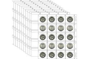 Ettonsun 12 fogli con 20 tasche per raccogliere monete, buste per raccoglitori, tasche per monete, per la maggior parte delle collezioni di monete, album di libri
