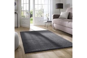 Taracarpet Fiona Supersoft Short Pile Rug, for Living Room, Bedroom, Children's Room, Hallway, Washable Non-Slip Plain Runner, Anthracite, 120 x 170 cm