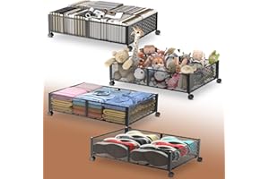 Innotic 4 PCS Rangement Sous Lit avec Roulettes，Tiroir Sous Lit Rangement Pliable et Mobile Sac Rangement Vetement Caisse Rangement pour Édredons Couvertures Oreillers Jouets Vestes Vêtements