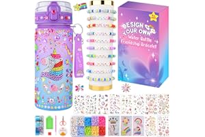 XOURSPATY Gifts for Girls 5 6 7 8 9 10 11 Year Old, DIY Water Bottle Bracelet Making Crafts Kit, Christmas Birthday Gifts Presents Toys for Girls 4-12, Decorate Your Own Water Bottle Kids Gem Unicorn Stickers