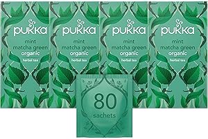 Pukka Herbs | Mint Matcha Green Organic Herbal Tea | Peppermint, Spearmint and Matcha Powder | Perfect For Everyday Vitality | 4 packs | 80 Sachets