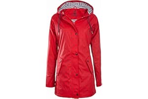 mh michael heinen Damen Regenjacke Borkum, Friesennerz, Anker-Motiv, Regenparka mit Kapuze, Regenmantel wasserdicht, Winddicht