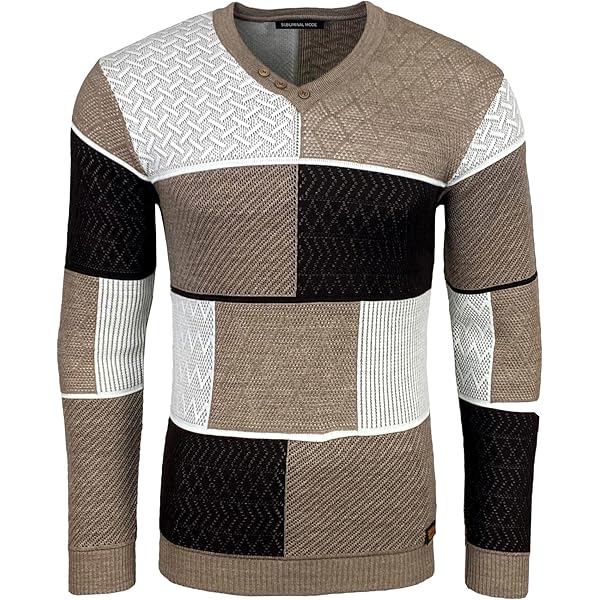 LUVCES Herentrui voor de winter, casual, colourblock, lange
