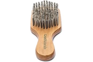 GranNaturals Small Hard Brush - Stiff Reinforced Nylon Bristle Hairbrush for Smoothing Thick & Curly Slick Back Hair, 360 Waves, Lay Down Fades, Style Beards for Men & Women
