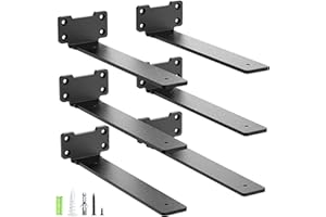 Yeabett 6 sztuk wsporników regałowych 25 cm, kątownik do regału do dużych obciążeń, nośność 75 kg, kolor czarny