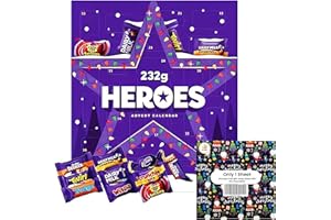 ANGIX 232g Heroes Advent Calendar Chocolate 2025 with Free 1 Xmas Gift Wrap Sheet - Advent Calendar Chocolate for kids - Countdown to Christmas selection Milk Chocolates for Adults, Men & Women