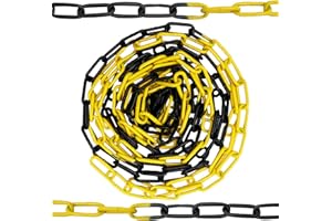HAFIX® Chaîne de Signalisation Bicolore Noir-Jaune 5M. Chaîne d'avertissement Chaîne à maillons de 5 mm Chaîne de sécurité Chaîne de sécurité des Chantiers de Construction en métal Inoxydable.