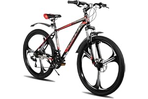 HH HILAND Hiland Mountain Bike 26 Pollici per Adulto 3/6 Raggi 18 Marce Uomo Donna Mountain Bike con Freno a Doppio Disco 26" MTB Telaio Alluminio Bicicletta， Nero e Rosso/Arancio/Nero e Blu/Bianco
