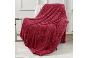 Exclusivo Mezcla Pluszowy koc polarowy z puszystym polarem, super miękki, puszysty i ciepły, na kanapę, łóżko, całoroczny, bordowy