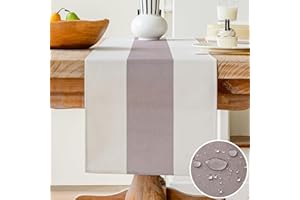 Vorysum Runner Tavolo Moderno Poliestere Impermeabile Tovaglia Antimacchia Runner Effetto Lino Lavabile Decorazione Tavolo da Pranzo Sala da Pranzo, Feste, Festival Matrimoni (Beige, 40x140cm )