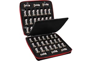 RHCOM Estuche de transporte resistente en miniatura con figura de 48 ranuras, compatible con Warhammer 40k, Dungeons & Dragons y más (negro)