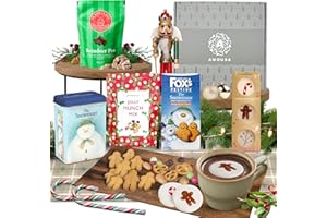 A AMOUSA Christmas Hot Chocolate Gift Set With The Snowman Gifts Hot Choc Tin, Gingerbread Biscuits, Marshmallows & Festive Treats – Xmas Eve Box, Hot Chocolate Hamper & Christmas Hamper For All Ages