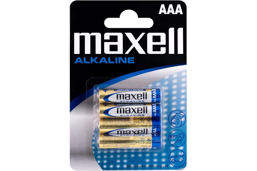 Maxell LR03-B4MXL - Pila alcalina AAA, 1.5V, pack de 4 unidades