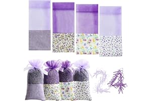 Lvjkes 24 Piezas Bolsas de Lavanda Bolsitas, Bolsas vacías Algodón de Gasa con cordón Morado para Lavanda, Especias y Hierbas, Bolsitas de Fragancia para el Armario, Bolsa de Regalo Car Aroma (C)
