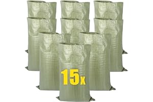 RICOFOT Lot de 15 sacs à gravats réutilisables pour légumes, feuilles, céréales, déchets domestiques, déchets de construction et articles divers 95 x 55 cm