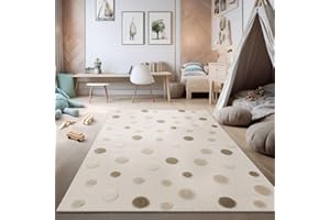 TT Home Alfombra habitación Infantil Alfombra de Juego punteada Efecto Alto-bajo Suave Tonos Naturales Estilo Fácil Cuidado, Tamaño:120x160 cm