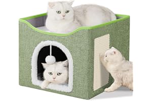 FURRYPAWS Casa para Gato - Cueva Acogedora, Cama para Gatos Interior, Casita Suave y Confortable, Ideal para Gatos y Gatitos