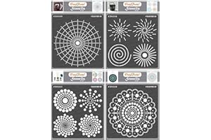 ‎CRAFTREAT CrafTreat Mandala Stencils Dot Mandala Base Outline Round, Radar Stencil, (15 cm x 15 cm) (Pack of 4), Reusable Stencils for Painting on Wood, Canvas, Paper, Fabric, Floor, Wall, DIY Art