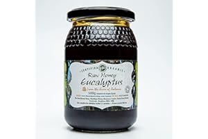 THE RAW HONEY SHOP RAW NATURAL HIVE PRODUCTS Antonio's Raw Certified Organic Eucalyptus Honey |Antibacterial Wilderness Honey |Unpasteurised |Single Origin |The Raw Honey Shop |(500g)