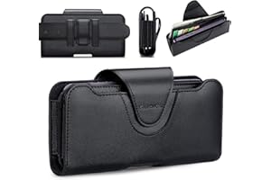 nuoku Handytasche Gürtel für iPhone 15 14 13 12 11 Pro Max Serie, Handy Gürteltasche Leder für S22 Plus/S21 Plus/S20 Plus, Doppelte Handyhülle für Zwei Handys mit Separatem Kartenhalter