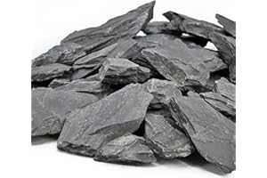 Unocho Piedras para Acuario 2,25kg Rocas de Pizarra Natural para paisajismo acuático Plataforma de Descanso para Reptiles terrarios vivarios paludarios bonsái y Jardines en Miniatura(5–10cm)