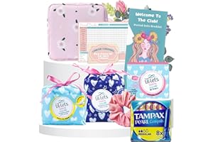 LONDON CAROUSEL First Period Kit for Girls - Emergency Kit Bag for Girls with Sanitary Pad Storage Bag, Teen Sanitary Towels, Lil-Lets Teens Liners, Tampax, Hair Scrunchie, Period Info Booklet and Period Tracker